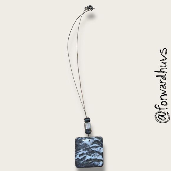 Bundle Sale 3 for $15 | Stone Pendant Necklace – 1.5” Marbled Square - Picture 5 of 8